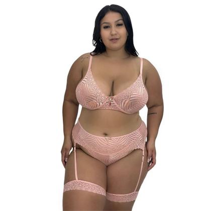 Imagem de Conjunto Lingerie Plus Size Sutiã sem Bojo e Perneira Sensual Amélia- c8 AMÉLIA