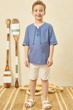 Imagem de Conjunto Masculino de Bata Manga Curta e Bermuda Infantil LucBoo 66042