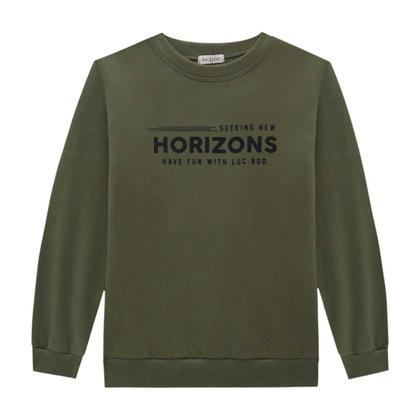 Imagem de Conjunto Menino Infantil Blusão Manga Longa e Calça Jogger em Moletom Pelúcia VERDE/ PRETO -LucBoo