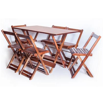 Imagem de Conjunto Mesa 120x70 6 Cadeiras Dobrável Imbuia Ref. W120.6I