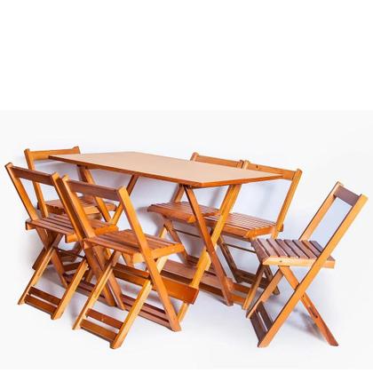 Imagem de Conjunto Mesa 120x70 6 Cadeiras Dobrável Mel Ref. W120.6M