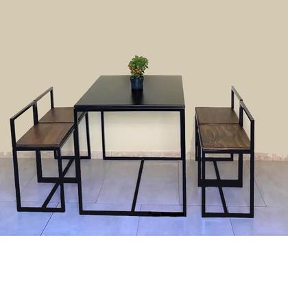 Imagem de Conjunto Mesa 4 Cadeiras Pequena Madeira Imbuia Industrial Black Box