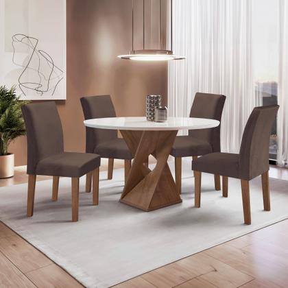 Imagem de Conjunto Mesa Barcelona 100cmx100cm 4 Cadeiras Espanha Tampo Slim Plus Redondo Vidro Yescasa