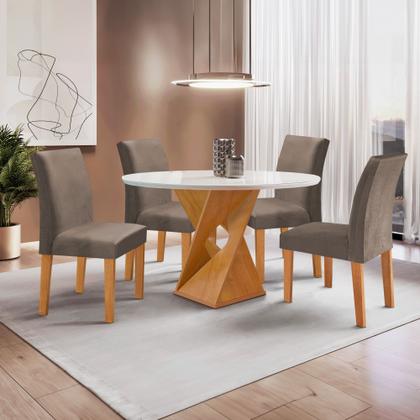 Imagem de Conjunto Mesa Barcelona 100cmx100cm 4 Cadeiras Espanha Tampo Slim Plus Redondo Vidro Yescasa