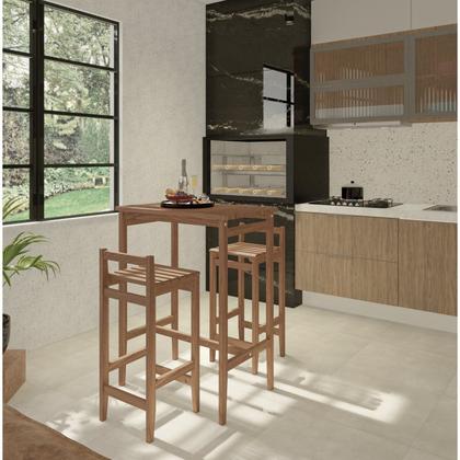 Imagem de Conjunto Mesa Bistrô 2 Banquetas Madeira Macica