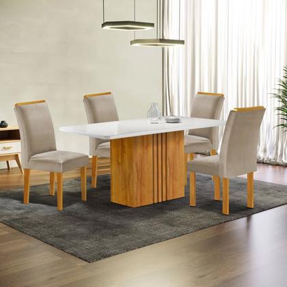 Imagem de Conjunto Mesa Celeste 120cmx90cm com 4 Cadeiras Luisa Tampo Smart Plus com Vidro