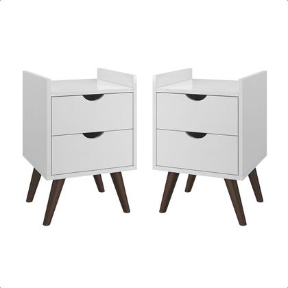 Imagem de Conjunto Mesa de Cabeceira Estilo Retro 2 Gavetas e Corrediças Telescópica