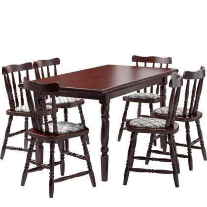 Imagem de Conjunto Mesa de Jantar 160cm com 6 Cadeiras Estofadas Multimóveis CR50086