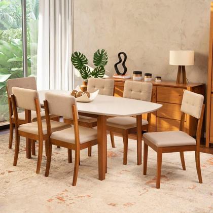 Imagem de Conjunto Mesa de Jantar e 6 Cadeiras Tiê CabeCasa MadeiraOriginals