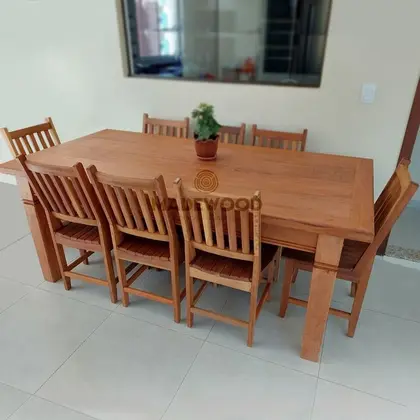 Imagem de Conjunto Mesa e Cadeiras Rústicas Made Wood 8 Lugares