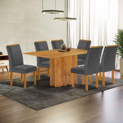 Imagem de Conjunto Mesa Lorena 160cm X 80cm com 6 Cadeiras Luisa Tampo Londres sem Vidro