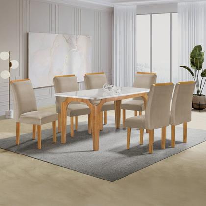 Imagem de Conjunto Mesa Melina 170cmx90cm com 6 Cadeiras Luisa Tampo Smart Plus com Vidro