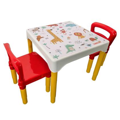 Imagem de Conjunto Mesa Mesinha Infantil Com 2 Cadeiras Escolar Plástica Camaleão