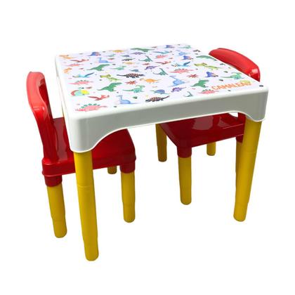 Imagem de Conjunto Mesa Mesinha Infantil Com 2 Cadeiras Escolar Plástica Camaleão