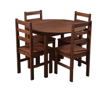 Imagem de Conjunto Mesa Redonda Dobrável com 4 Cadeiras em Madeira Maciça Cancun