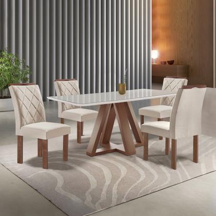 Imagem de Conjunto Mesa Tampo Smart Plus Kyra 120cmx90cm 4 Cadeiras Arthus