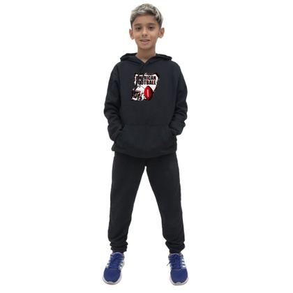 Imagem de Conjunto Moletom Menino Infantil Estampado Casaco de Frio Com Capuz e Calça Lisa Macia