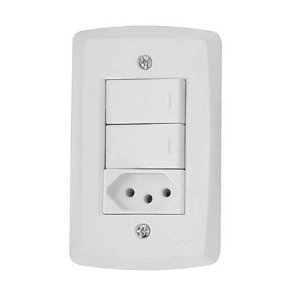 Imagem de Conjunto Montado Lux² 4x2 2 Interruptores Simples + 1 Tomada 2P+T NBR 14136 10A 250V Tramontina