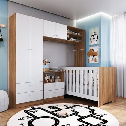 Imagem de Conjunto para Quarto de Bebê com Berço 3 em 1, Cômoda e Guarda-Roupas
