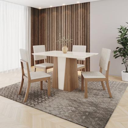 Imagem de Conjunto para Sala de Jantar com 4 Cadeiras Orus Nature/Off White