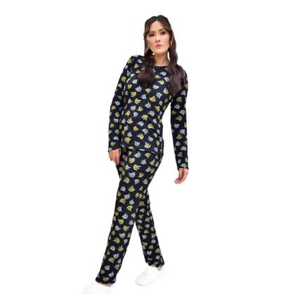 Imagem de Conjunto Pijama Adulto Feminino Longo Inverno Moletinho Estampado
