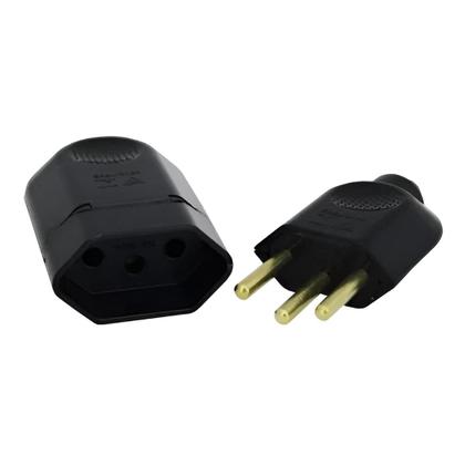 Imagem de Conjunto Plugue + Tomada 2P+T Preta 250V 10A Lumibras