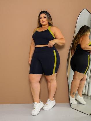 Imagem de Conjunto Plus Size Tecido Poliamida Para Treino Funcional Short E Top Academia Fitness Alça Elástica