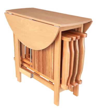 Imagem de Conjunto Prático Mesa e 4 Cadeiras Dobrável MEL, Bar-Cozinha-Lazer-Varanda ( REDONDA )