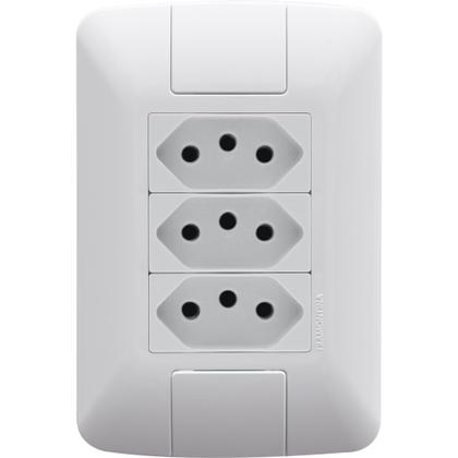 Imagem de Conjunto pronto 3 tomadas 2p+t 10a/250v branco - tramontina aria