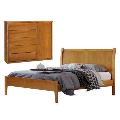 Imagem de Conjunto Quarto de Casal Cama Queen 160cm e Cômoda 5 Gavetas com Sapateira