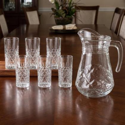 Imagem de Conjunto Rozana Jarra 1L com Tampa e 6 Copos 250ml de Vidro