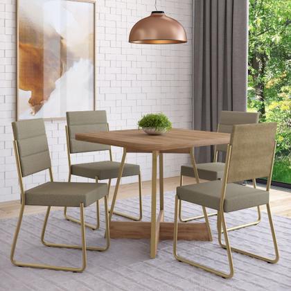 Imagem de Conjunto Sala de Jantar 4 Cadeiras Charlotte Carraro Carvalho Dourado