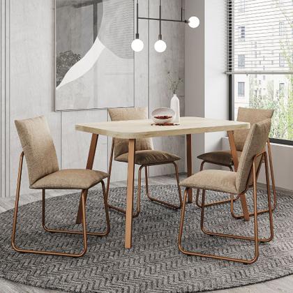 Imagem de Conjunto Sala de Jantar 4 Cadeiras Monte Carlo Carraro Petra e Rose