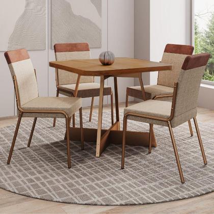 Imagem de Conjunto Sala de Jantar 4 Cadeiras Seul Carraro Nogal