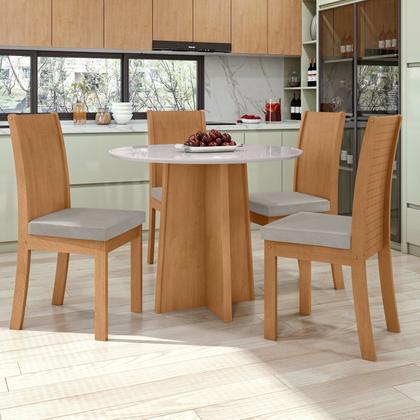 Imagem de Conjunto Sala de Jantar 4 Lugares Redonda Tampo Vidro/MDF Mesa Celebrare e Cadeiras Athenas