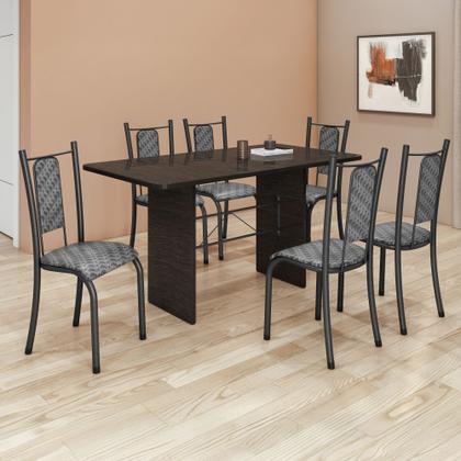 Imagem de Conjunto Sala de Jantar 6 Cadeiras Mesa 140x75cm Tampo Ardósia Indiano Isabela