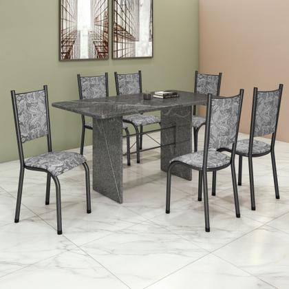 Imagem de Conjunto Sala de Jantar 6 Lugares Mesa Tampo Granito Retangular Topázio Bianca