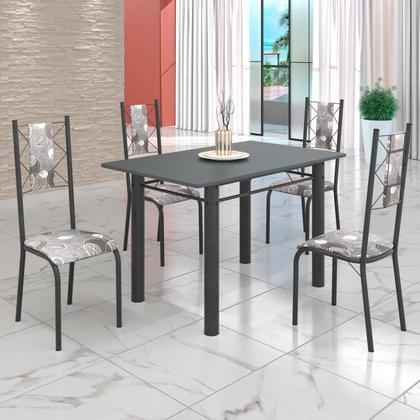 Imagem de Conjunto Sala de Jantar Bahia Mesa Tubo 120x75cm Tampo Pedra com 4 Cadeiras