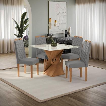Imagem de Conjunto Sala De Jantar Luna Kappesberg 4 Cadeiras Veludo Titanio