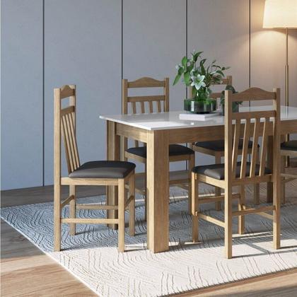 Imagem de Conjunto Sala de Jantar Mesa Fixa com 4 Cadeiras