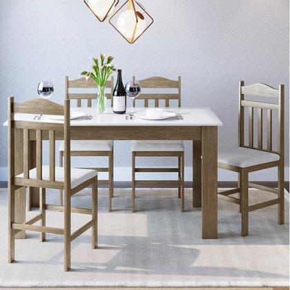 Imagem de Conjunto Sala de Jantar Mesa Fixa com 4 Cadeiras