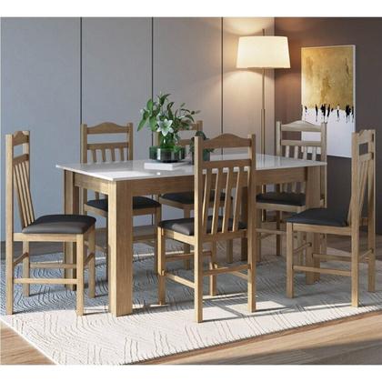 Imagem de Conjunto Sala de Jantar Mesa Fixa com 6 Cadeiras