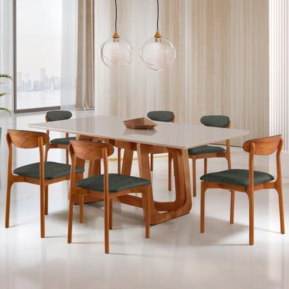 Imagem de Conjunto Sala de Jantar Mesa Madeira Maciça Genova 6 Cadeiras Monaco