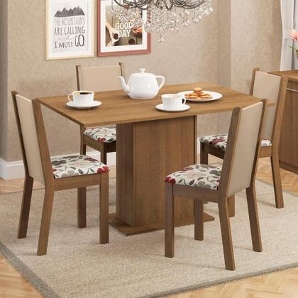 Imagem de Conjunto Sala de Jantar Mesa Tampo de Madeira 4 Cadeiras Talita Madesa