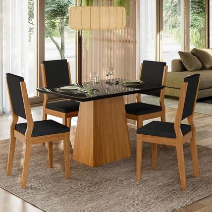 Imagem de Conjunto Sala de Jantar Mesa Tampo Vidro/mdf Bárbara 120m com 4 Cadeiras Carol