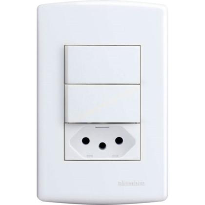 Imagem de Conjunto Siena 4X2 Branco Com Placa (1Simples+1Paralelo+1Tomada) 6087