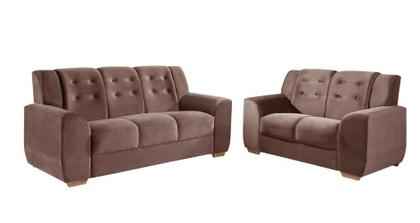 Imagem de Conjunto Sofá 3X2 Top Estofados Porto Real Tecido Veludo 193 Marrom