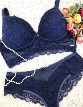 Imagem de conjunto sutiã + calcinha de renda em microfibra 1010/2010 TAM-P-M-G-GG cores variados