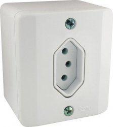 Imagem de Conjunto Tomada 2 Polos + Terra 10A Sobrepor Sistema X Radial Branco Completo