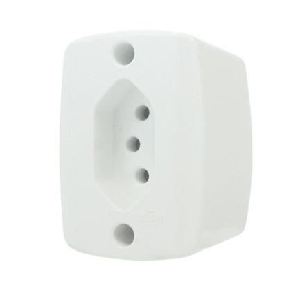 Imagem de Conjunto Tomada Sobrepor Retangular Branca 2P+T 10A 250V Ilumi